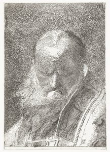 Cleric with Bald Head in Chasuble (series: Collection of Heads) by Giovanni Domenico Tiepolo