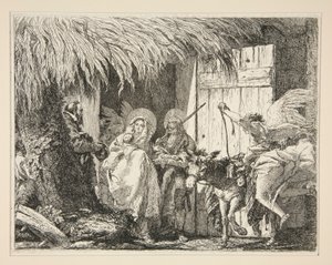 Joseph and Mary in front of a House, from the series Picturesque Ideas on the Flight into Egypt