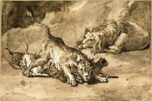 Lion, Lioness and Cubs by Giovanni Domenico Tiepolo