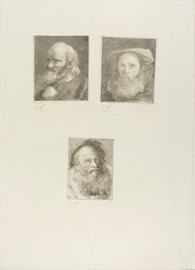 Old Man with a Beard, Bearded Old Man with a Hat, Old Man with Decorative Cap by Giovanni Domenico Tiepolo