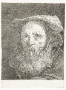 Old Man with Beard and Beret (series title: Collection of Heads) by Giovanni Domenico Tiepolo