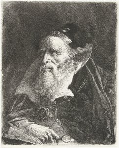 Old Man with Book and Magnifying Glass