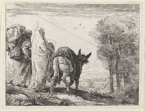The Flight with the Holy Family at the Left by Giovanni Domenico Tiepolo