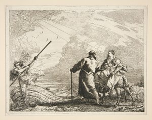 The Holy Family Arrives at the Edge of a River, from the series Picturesque Ideas on the Flight into Egypt by Giovanni Domenico Tiepolo