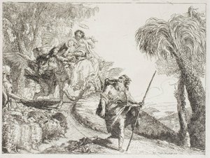 The Holy Family Descending a Forest Path, Near a Flock and Some Shepherds (plate 21 from The Flight into Egypt)