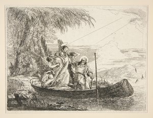 The Holy Family Enters a Boat, from the series Picturesque Ideas on the Flight into Egypt by Giovanni Domenico Tiepolo