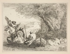 The Holy Family Traveling by Boat, from the series Idee pittoresche sopra la fuga in Egitto (Flight into Egypt) by Giovanni Domenico Tiepolo