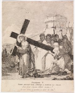 Via Crucis - Station V. Simon of Cyrene Helps Jesus Carry the Cross by Giovanni Domenico Tiepolo