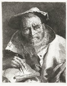 Scientist with Beret and Compass in Hand (series title: Collection of Heads, Raccolta di Teste) by Giovanni Domenico Tiepolo