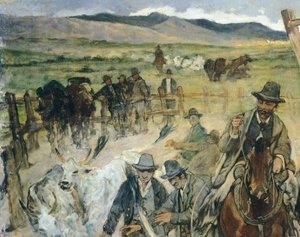 Branding of Young Bulls in Maremma (detail) by Giovanni Fattori
