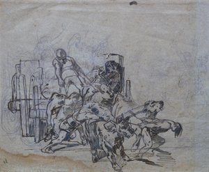 Cart with four oxen by Giovanni Fattori