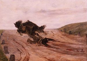 Man caught up by a stirrup by Giovanni Fattori