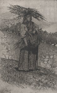 Peasant Woman Gathering Sticks by Giovanni Fattori