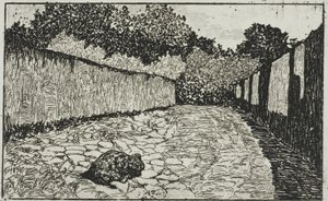 Small Street on the Outskirts of Florence with Puppy by Giovanni Fattori