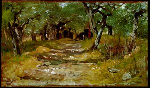 The Path Between Olives. Painting by Giovanni Fattori by Giovanni Fattori