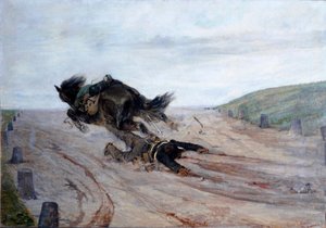 The foot in the horse (The horse fall)