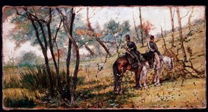 Two Soldiers Riding Under the Trees by Giovanni Fattori