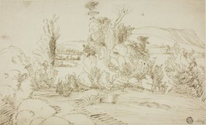 Grove of Trees with Hills in Distance by Giovanni Francesco Grimaldi