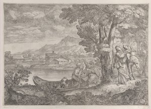 Landscape with the flight into Egypt, 1626-80 by Giovanni Francesco Grimaldi