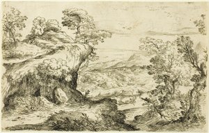 Two Men on a Mountain Top by Giovanni Francesco Grimaldi
