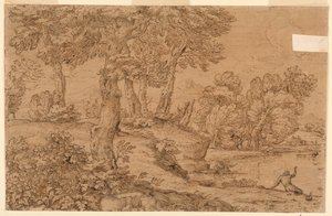 Wooded Landscape with a Pond by Giovanni Francesco Grimaldi