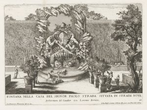 Fountain with a Papal Coat of Arms, Two Tritons, and Dolphins
