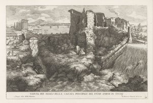 Landscape with Waterfall and Temple of the Tiburtine Sibyl in Tivoli by Giovanni Francesco Venturini