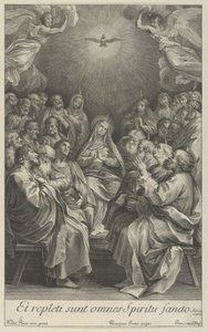 The Virgin with Apostles Looking Up Towards the Holy Dove and Two Angels, after Reni