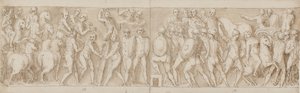 End of a march by the emperor with his legionaries and guards; the Romans building a camp; the Romans on a march with the emperor by Giovanni Guerra