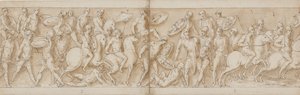 Roman Attack (End of LXXVI); Barbarian Chiefs Are Taken Prisoner (LXXVII); Departure for a Battle with the Sarmatians (Beginning of LXXVIII) by Giovanni Guerra