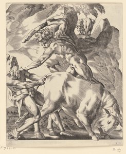 Hercules Fighting Cacus (Scenes with Hercules) by Giovanni Jacopo Caraglio