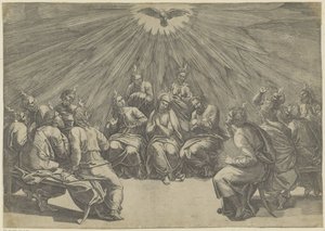 Outpouring of the Holy Spirit (Pentecost) by Giovanni Jacopo Caraglio
