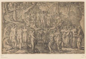 Contest between the Muses and the Pierides by Giovanni Jacopo Caraglio