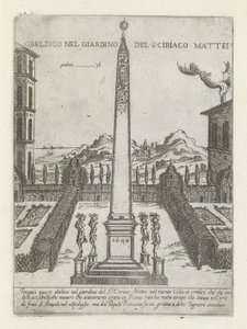 Obelisk in the garden of Ciriaco Mattei (Modern and ancient monuments and buildings in Rome) by Giovanni Maggi