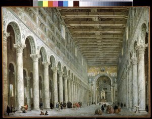 Interior of the Basilica of St Paul Outside the Walls in Rome by Giovanni Paolo Pannini