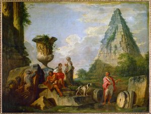 Ancient Ruins with the Pyramid of Gaius Cestius by Giovanni Paolo Pannini or Panini