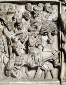 Detail of the Reliefs of the Chair by Giovanni Pisano: Flight into Egypt (detail)