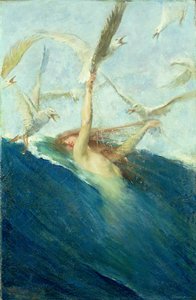 A Mermaid Being Mobbed by Seagulls by Giovanni Segantini