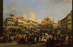 Piazza Santa Croce in Florence During Carnival