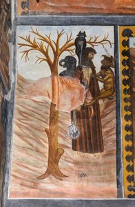 Stories of the Passion of Christ: Judas, after betraying Jesus for thirty denarii, hangs himself by Giovanni di Cherasco Botoneri