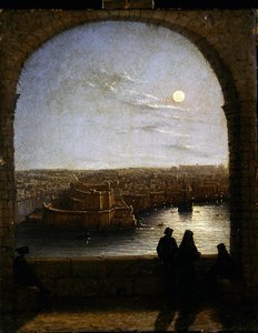 Inside the Fortifications, Valetta - View from an Arch by Night by Girolamo Gianni