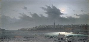 View of Malta off the Harbour at Night, 1876 by Girolamo Gianni
