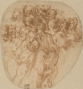 Figures Studies (recto) by Girolamo Mazzola Bedoli