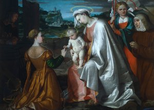 Mystic Marriage of Saint Catherine in the presence of Saints Ursula, Lawrence, and Angela Merici by Girolamo Romanino