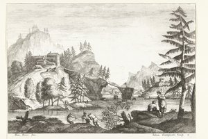 Landscape with River and Figures (series: Italian Landscapes)