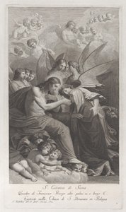 Christ Giving the Sacred Host to the Kneeling Saint Catherine of Siena by Giuliano Traballesi