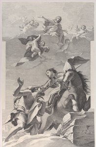 Saint Martin, on horseback, giving his cloak to a beggar, 1760-1800 by Giuliano Traballesi