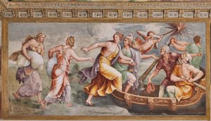 The Abduction of Helen, The Trojan Horse, Chamber of Troy (Sala di Troia) by Giulio (and workshop) Romano