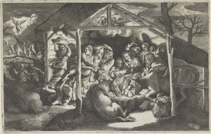 Adoration by the Shepherds by Giulio Bonasone