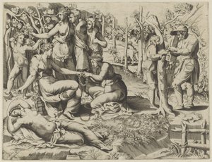 Flora Giving a Wreath by Giulio Bonasone